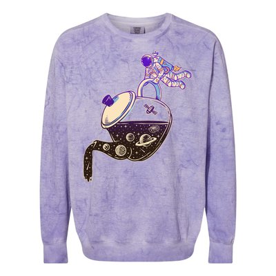 Astronaut Pouring Galaxy Coffee Coffee Colorblast Crewneck Sweatshirt