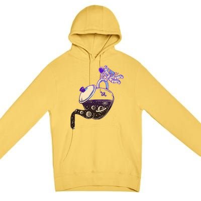 Astronaut Pouring Galaxy Coffee Coffee Premium Pullover Hoodie