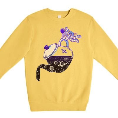 Astronaut Pouring Galaxy Coffee Coffee Premium Crewneck Sweatshirt