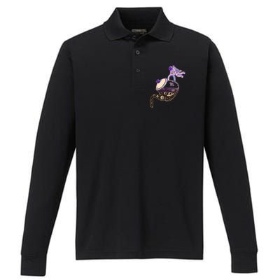 Astronaut Pouring Galaxy Coffee Coffee Performance Long Sleeve Polo