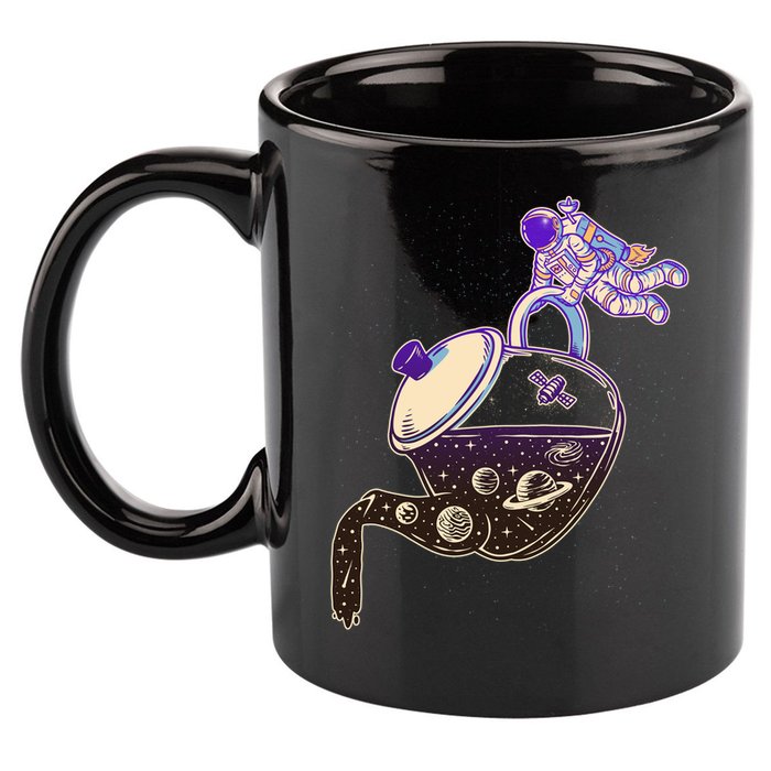 Astronaut Pouring Galaxy Coffee Coffee 11oz C Handle Ceramic Mug