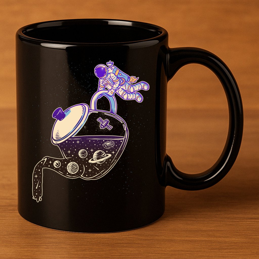 Astronaut Pouring Galaxy Coffee Coffee 11oz C Handle Ceramic Mug