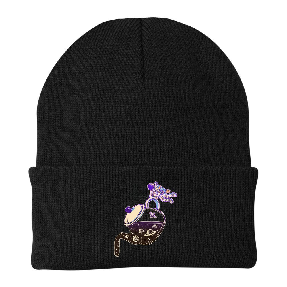 Astronaut Pouring Galaxy Coffee Coffee Beanie