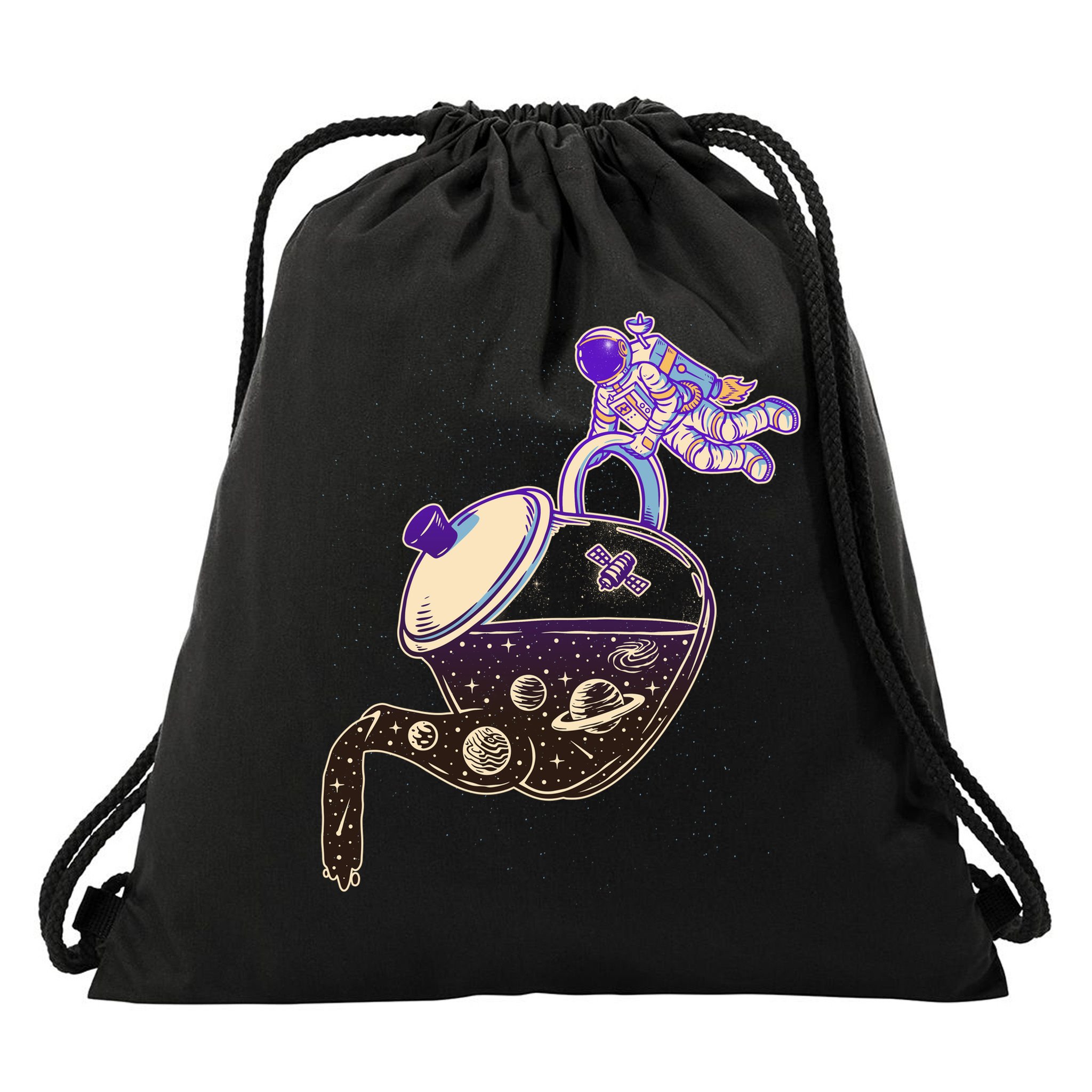 Astronaut Pouring Galaxy Coffee Coffee Drawstring Bag