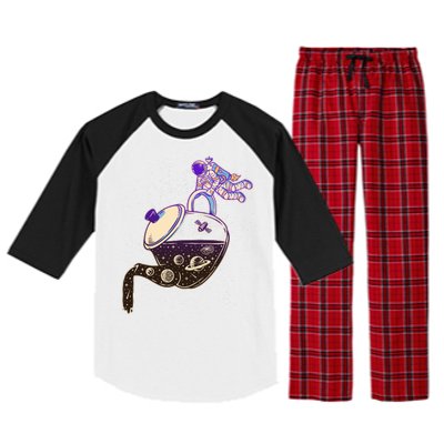 Astronaut Pouring Galaxy Coffee Coffee Raglan Sleeve Pajama Set