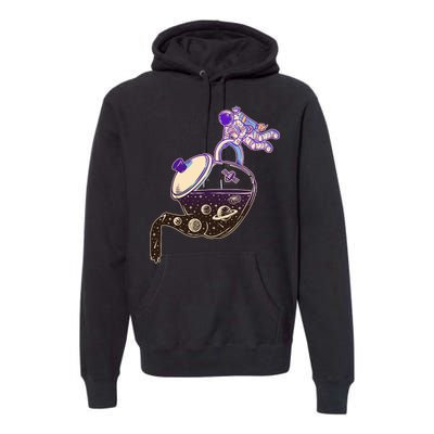 Astronaut Pouring Galaxy Coffee Coffee Premium Hoodie