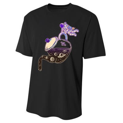 Astronaut Pouring Galaxy Coffee Coffee Performance Sprint T-Shirt