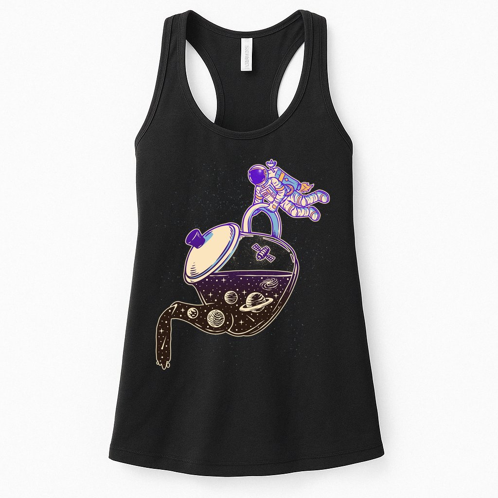 Astronaut Pouring Galaxy Coffee Coffee Womens Tank Top
