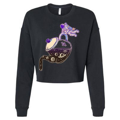 Astronaut Pouring Galaxy Coffee Coffee Cropped Pullover Crew