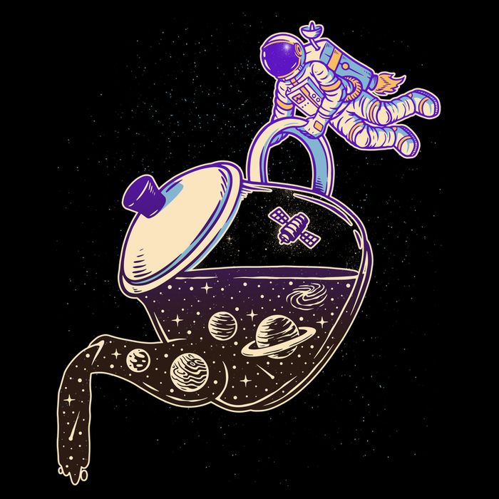 Astronaut Pouring Galaxy Coffee Coffee Womens T-Shirt