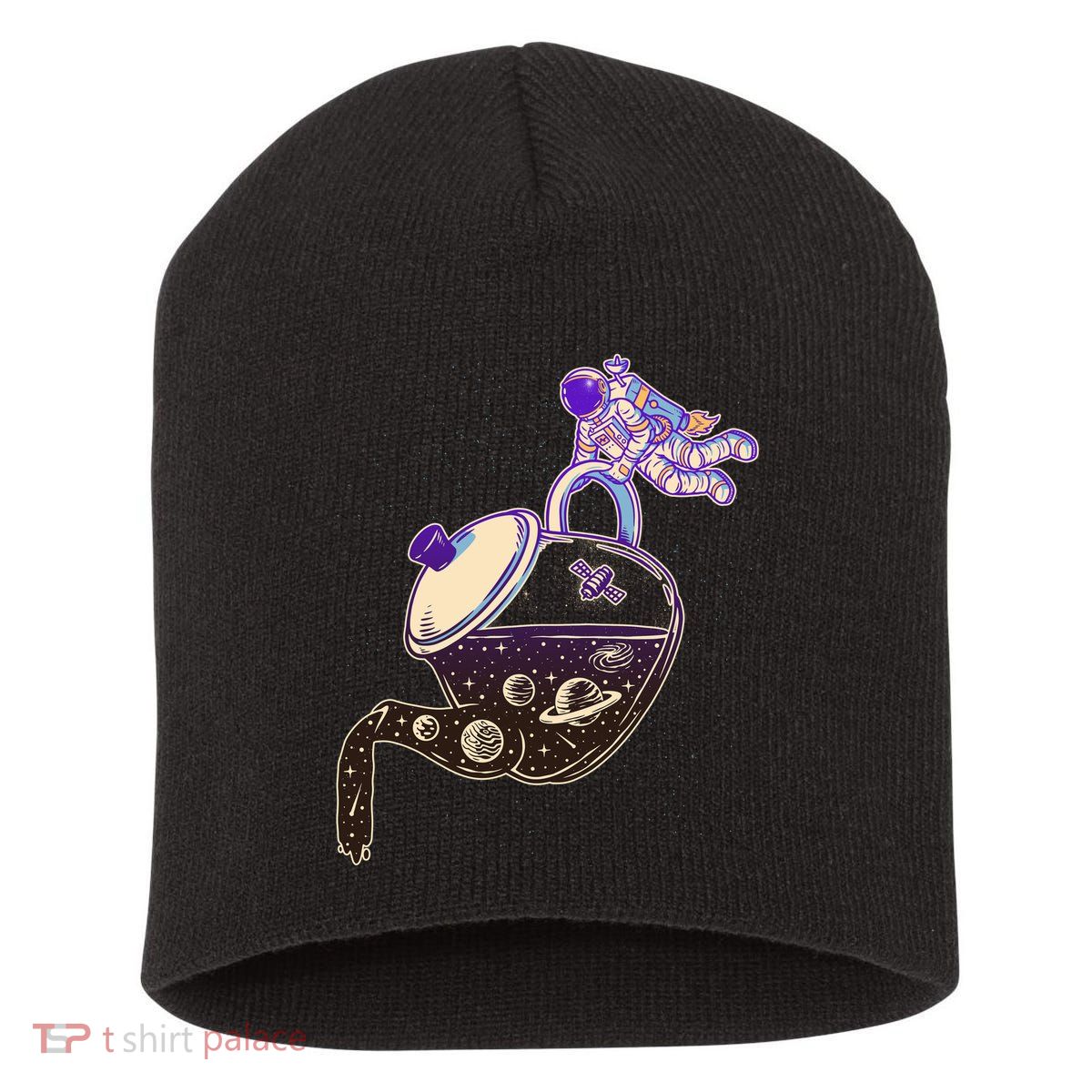 Astronaut Pouring Galaxy Coffee Coffee Short Acrylic Beanie