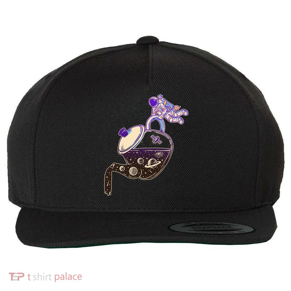 Astronaut Pouring Galaxy Coffee Coffee Wool Snapback Cap