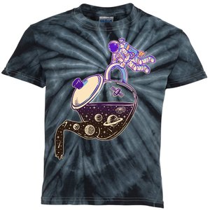 Astronaut Pouring Galaxy Coffee Coffee Kids Tie-Dye T-Shirt