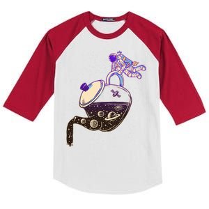 Astronaut Pouring Galaxy Coffee Coffee Kids Colorblock Raglan Jersey