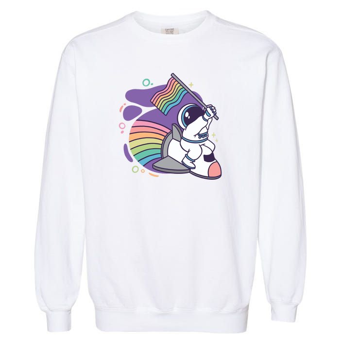 Astronaut Pride Cartoon Garment-Dyed Sweatshirt