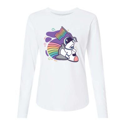 Astronaut Pride Cartoon Womens Cotton Relaxed Long Sleeve T-Shirt