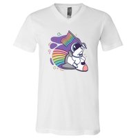 Astronaut Pride Cartoon V-Neck T-Shirt