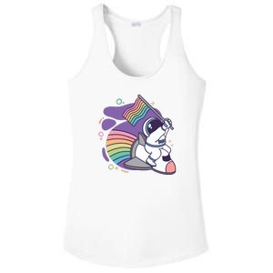 Astronaut Pride Cartoon Ladies PosiCharge Competitor Racerback Tank