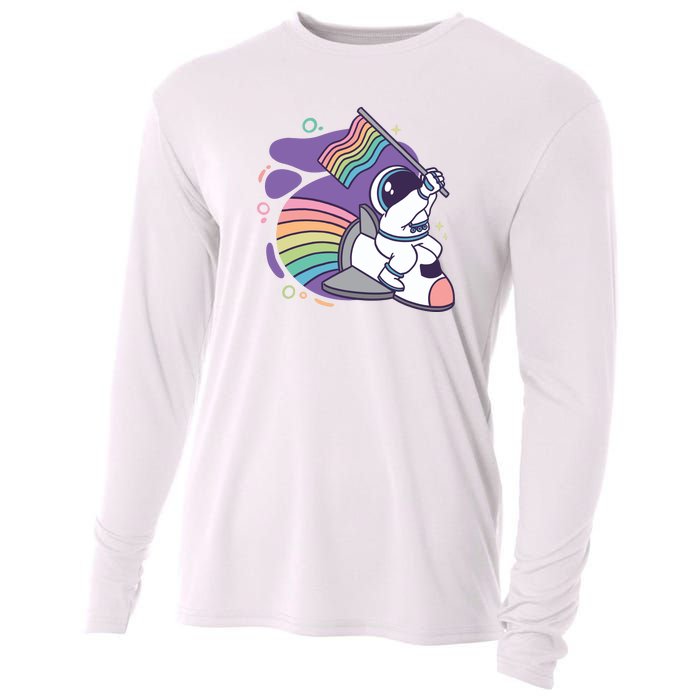 Astronaut Pride Cartoon Cooling Performance Long Sleeve Crew