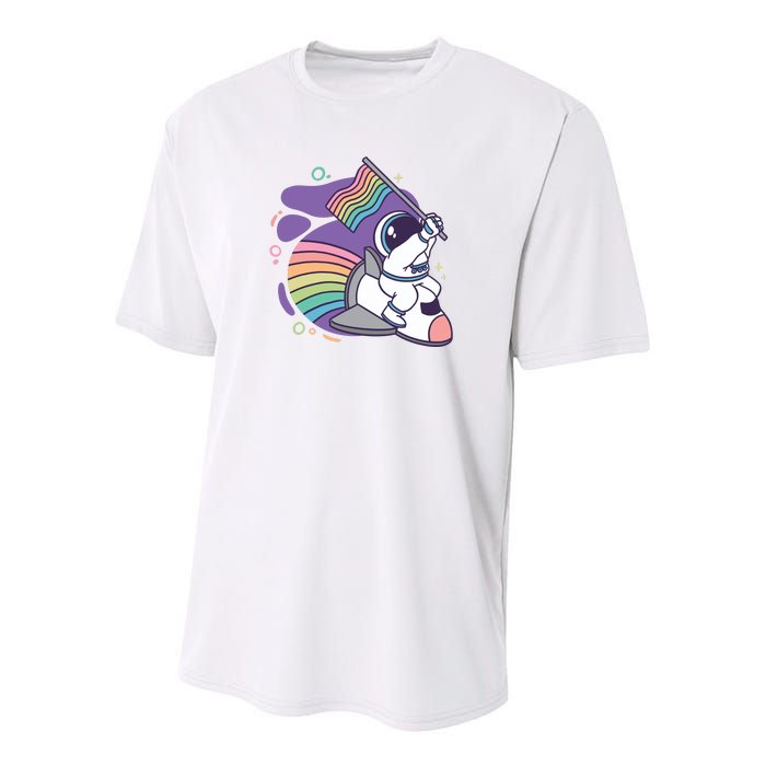 Astronaut Pride Cartoon Youth Performance Sprint T-Shirt