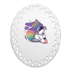 Astronaut Pride Cartoon Ceramic Oval Ornament