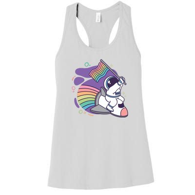 Astronaut Pride Cartoon Women's Racerback Tank