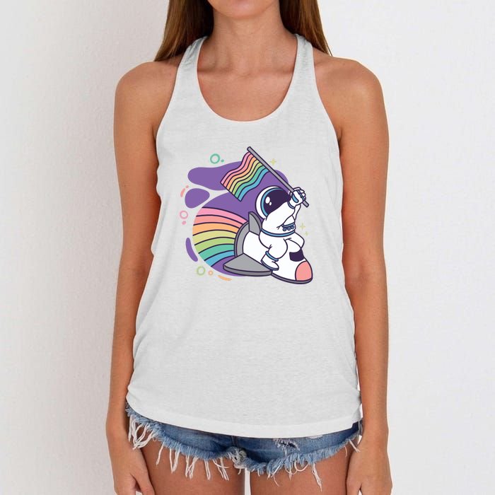 Astronaut Pride Cartoon Women's Knotted Racerback Tank