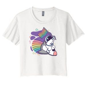 Astronaut Pride Cartoon Women's Crop Top Tee