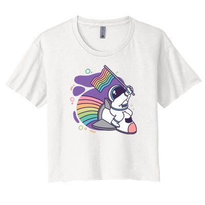 Astronaut Pride Cartoon Women's Crop Top Tee