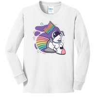 Astronaut Pride Cartoon Kids Long Sleeve Shirt