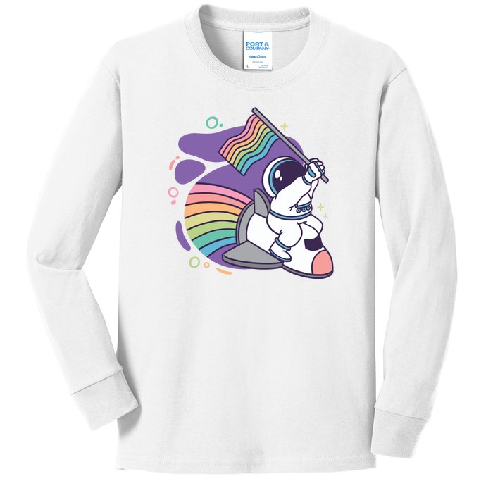 Astronaut Pride Cartoon Kids Long Sleeve Shirt