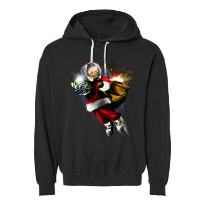 Astronaut Santa Claus In Space Garment-Dyed Fleece Hoodie