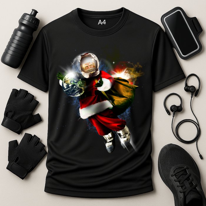 Astronaut Santa Claus In Space Performance Shirt