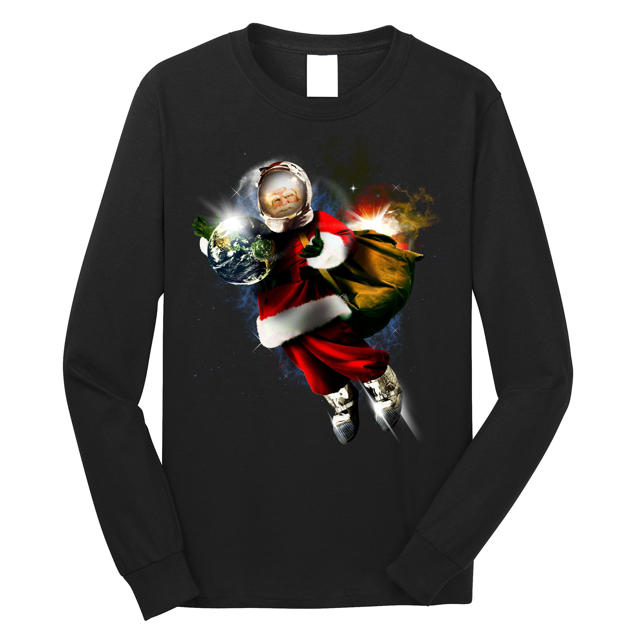 Astronaut Santa Claus In Space Long Sleeve Shirt