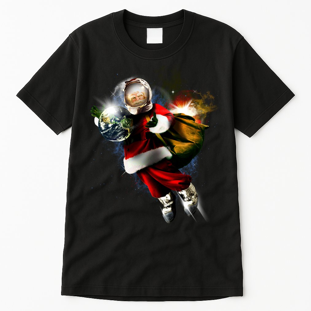 Astronaut Santa Claus In Space Tall T-Shirt