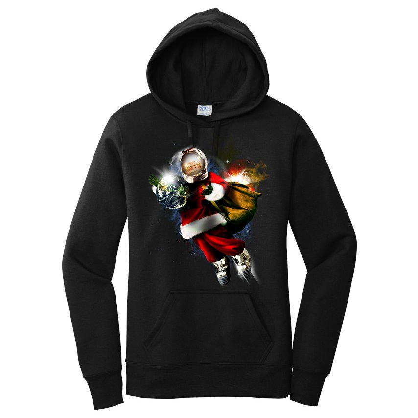 Astronaut Santa Claus In Space Women's Pullover Hoodie