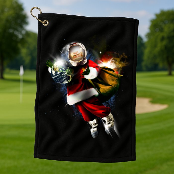 Astronaut Santa Claus In Space Golf Towel
