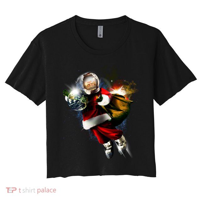 Astronaut Santa Claus In Space Crop Top
