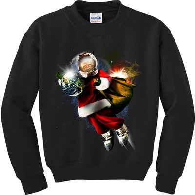 Astronaut Santa Claus In Space Kids Sweatshirt