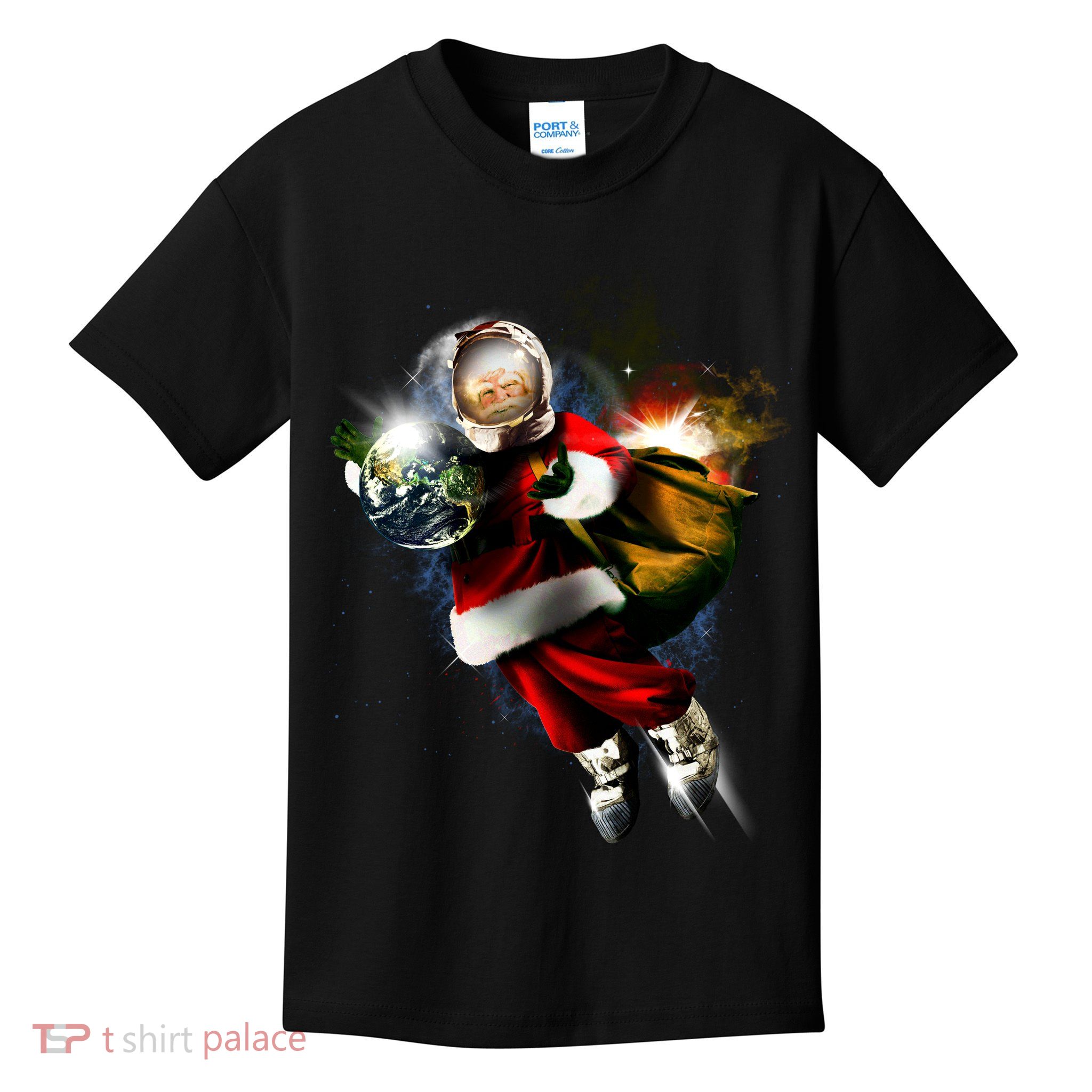 Astronaut Santa Claus In Space Kids T-Shirt