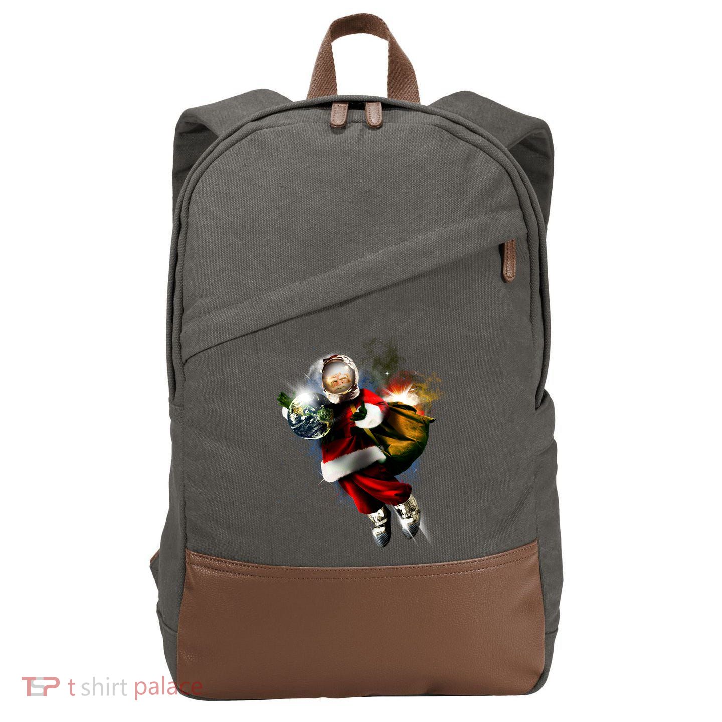Astronaut Santa Claus In Space Cotton Canvas Backpack