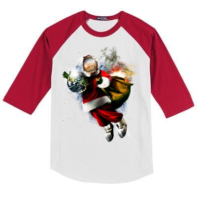 Astronaut Santa Claus In Space Kids Colorblock Raglan Jersey