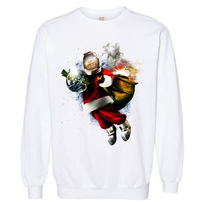 Astronaut Santa Claus In Space Garment-Dyed Sweatshirt
