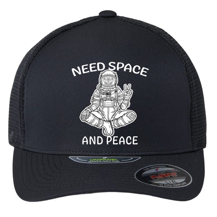 Astronaut Skeleton Need Space And Peace Flexfit Unipanel Trucker Cap
