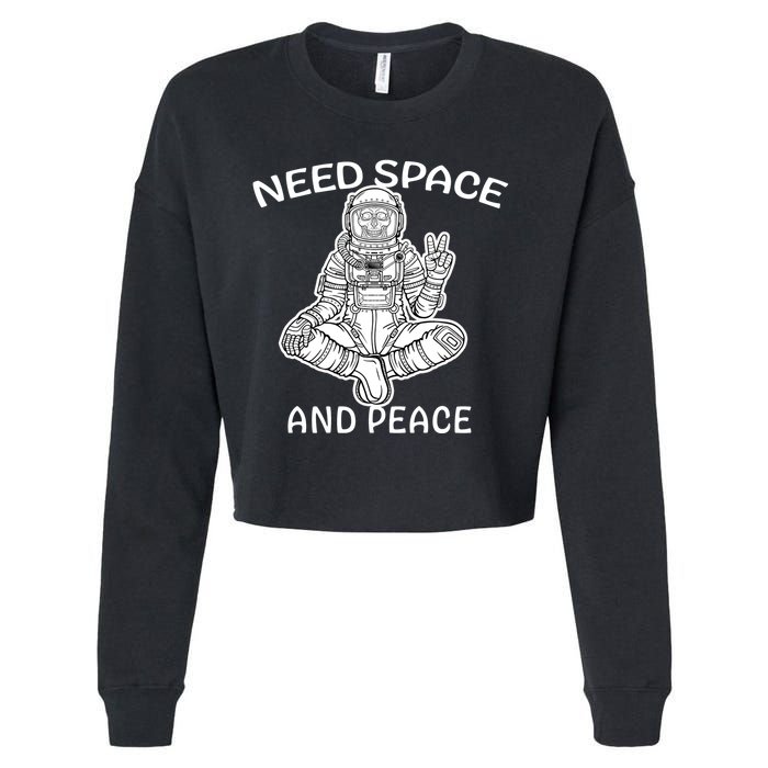 Astronaut Skeleton Need Space And Peace Cropped Pullover Crew