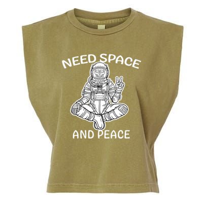 Astronaut Skeleton Need Space And Peace Garment-Dyed Women's Muscle Tee