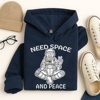 Astronaut Skeleton Need Space And Peace Hoodie