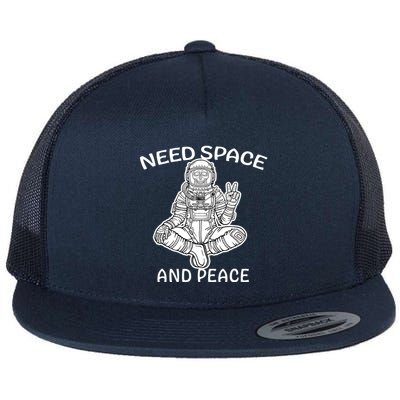 Astronaut Skeleton Need Space And Peace Flat Bill Trucker Hat
