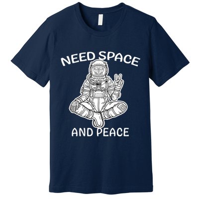 Astronaut Skeleton Need Space And Peace Premium T-Shirt