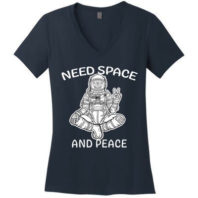 Astronaut Skeleton Need Space And Peace Women's V-Neck T-Shirt
